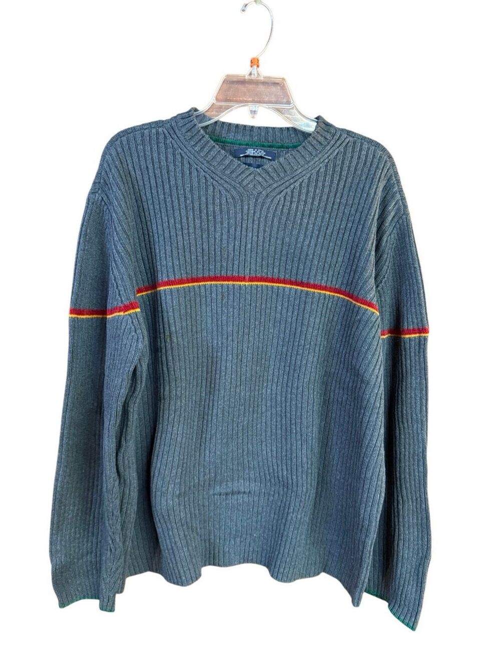 Vintage Tommy Hilfiger Cotton Ribbed V Neck Sweater Sz XL